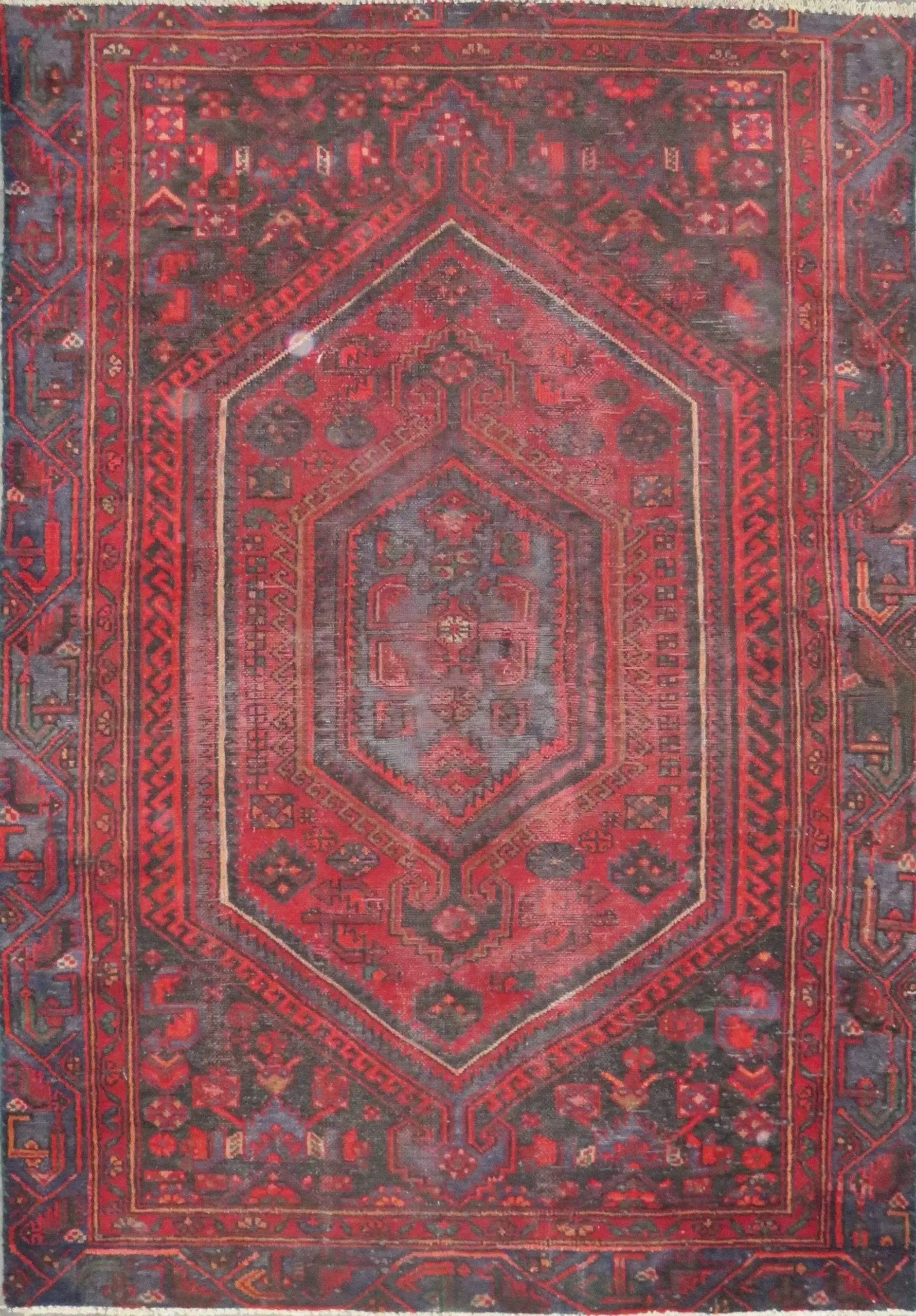 One Of The Kind Hand-Knotted Persian Wool Rug _ Luxurious Vintage Design, 6'1" x 3'9", Artisan Crafted